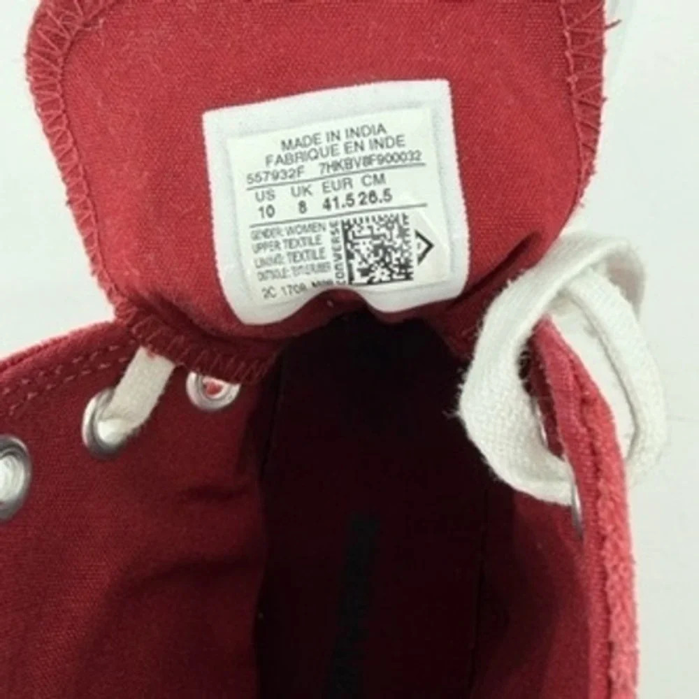 Converse Chuck Taylor All Star Burgundy Velvet High Top Sneakers Womens 10 - Picture 6 of 9